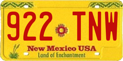 NM license plate 922TNW