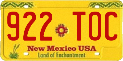 NM license plate 922TOC
