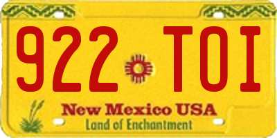 NM license plate 922TOI