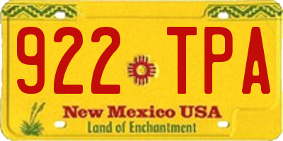NM license plate 922TPA