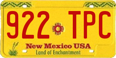 NM license plate 922TPC