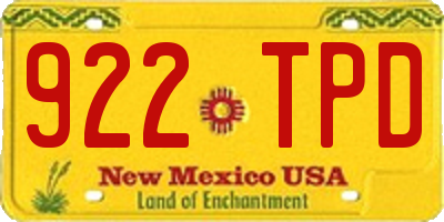 NM license plate 922TPD