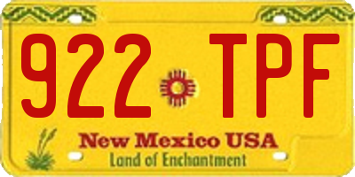 NM license plate 922TPF