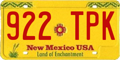 NM license plate 922TPK