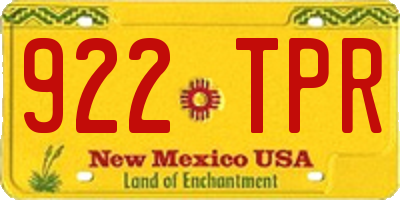 NM license plate 922TPR