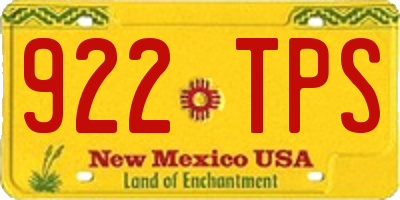 NM license plate 922TPS