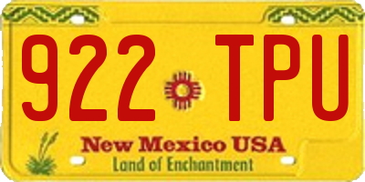 NM license plate 922TPU