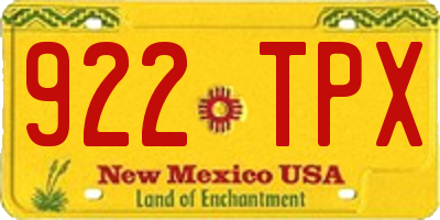 NM license plate 922TPX
