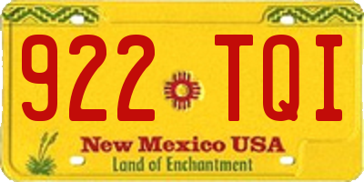 NM license plate 922TQI
