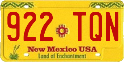 NM license plate 922TQN