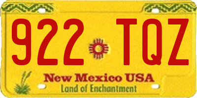 NM license plate 922TQZ