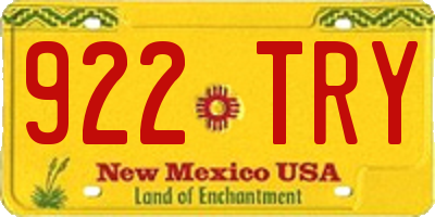 NM license plate 922TRY