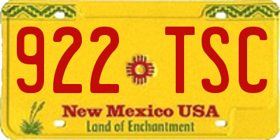 NM license plate 922TSC
