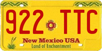 NM license plate 922TTC