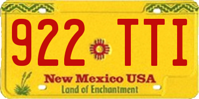 NM license plate 922TTI