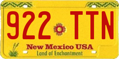 NM license plate 922TTN