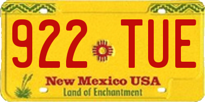 NM license plate 922TUE