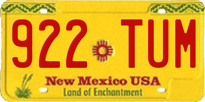 NM license plate 922TUM