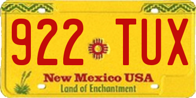 NM license plate 922TUX