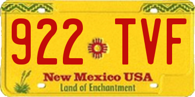 NM license plate 922TVF