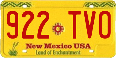NM license plate 922TVO