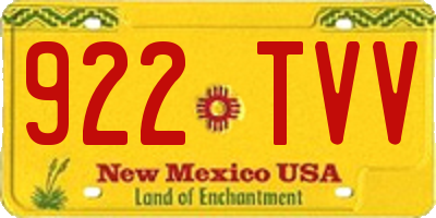 NM license plate 922TVV