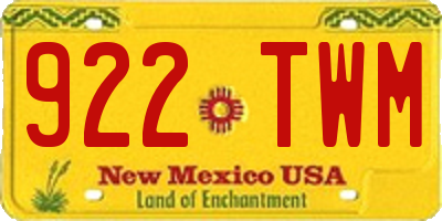NM license plate 922TWM