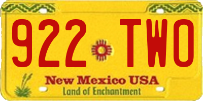 NM license plate 922TWO