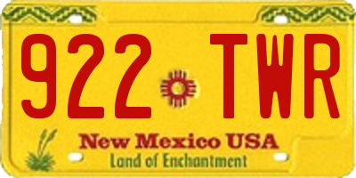 NM license plate 922TWR