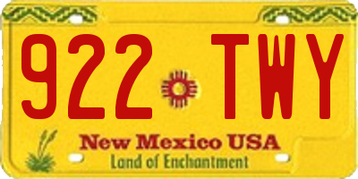 NM license plate 922TWY