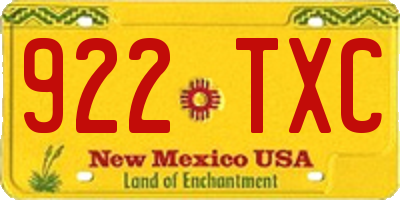 NM license plate 922TXC