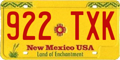 NM license plate 922TXK