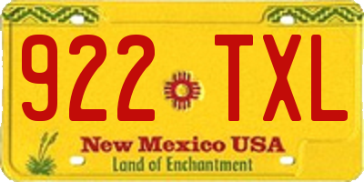 NM license plate 922TXL