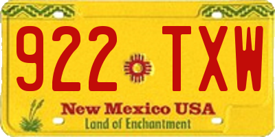 NM license plate 922TXW