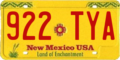 NM license plate 922TYA