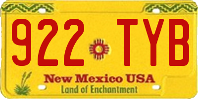 NM license plate 922TYB