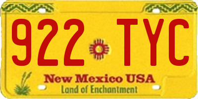 NM license plate 922TYC