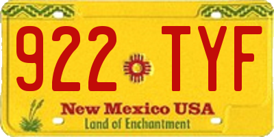 NM license plate 922TYF