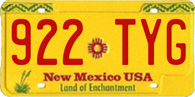NM license plate 922TYG