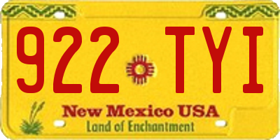 NM license plate 922TYI