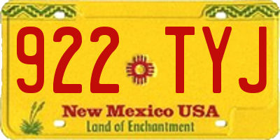 NM license plate 922TYJ