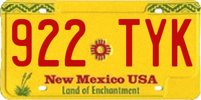NM license plate 922TYK