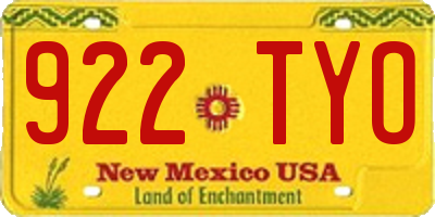 NM license plate 922TYO