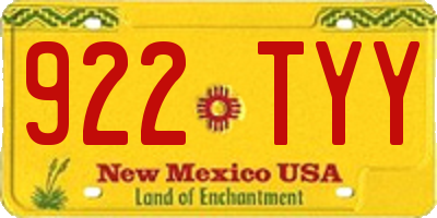 NM license plate 922TYY