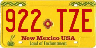 NM license plate 922TZE