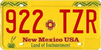 NM license plate 922TZR