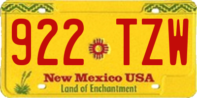 NM license plate 922TZW