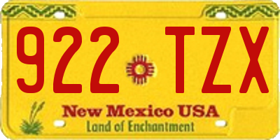 NM license plate 922TZX