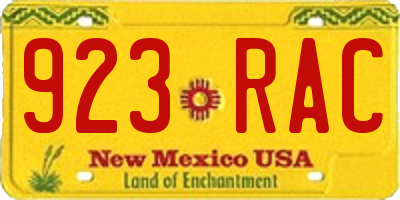 NM license plate 923RAC
