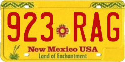 NM license plate 923RAG